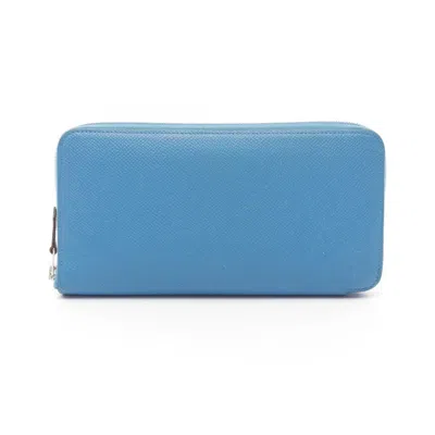 Pre-owned Hermes Blue Epsom Leather Long Wallet (bi-fold) ()