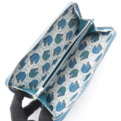 Pre-owned Hermes Blue Epsom Leather Long Wallet (bi-fold) ()