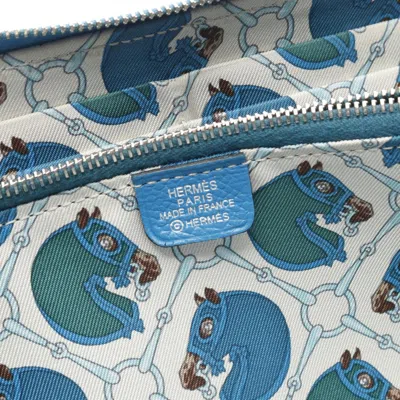 Pre-owned Hermes Blue Epsom Leather Long Wallet (bi-fold) ()