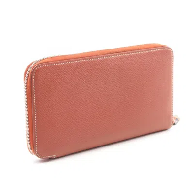 Pre-owned Hermes Brown Epsom Leather Leather Long Wallet (bi-fold) ()