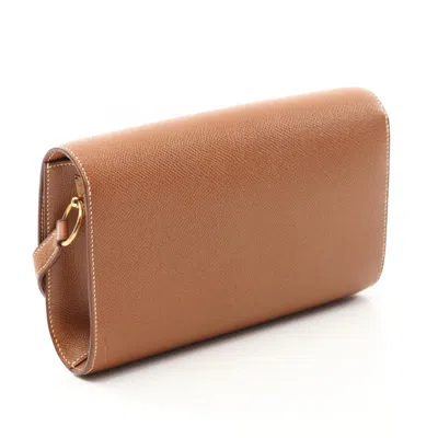 Pre-owned Hermes Brown Gold Gold Brown Leather Shoulder Bag ()