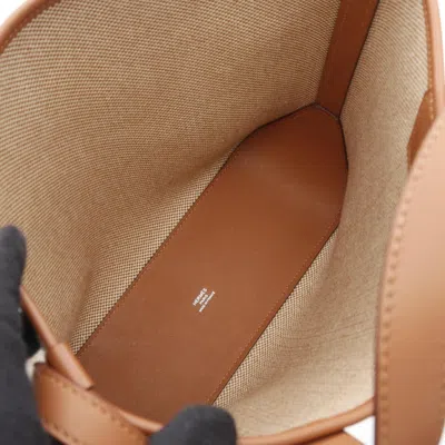 Pre-owned Hermes Brown White Leather Tote Bag () In Multi