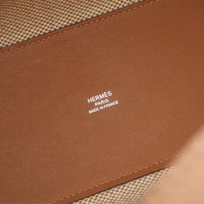 Pre-owned Hermes Brown White Leather Tote Bag () In Multi