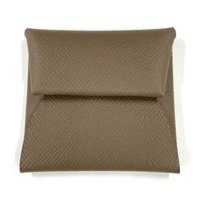 Pre-owned Hermes Etoupe Gray Gray Epsom Leather Coin Purse/coin Case ()