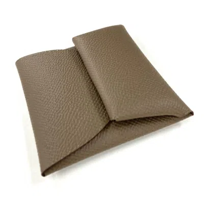 Pre-owned Hermes Etoupe Gray Gray Epsom Leather Coin Purse/coin Case ()