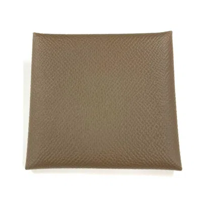 Pre-owned Hermes Etoupe Gray Gray Epsom Leather Coin Purse/coin Case ()