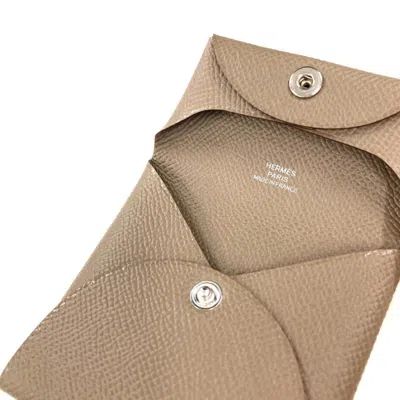 Pre-owned Hermes Etoupe Gray Gray Epsom Leather Coin Purse/coin Case ()