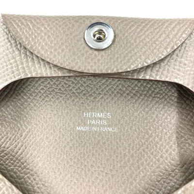 Pre-owned Hermes Etoupe Gray Gray Epsom Leather Coin Purse/coin Case ()
