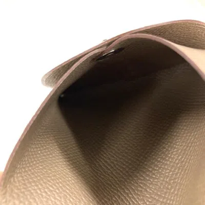 Pre-owned Hermes Etoupe Gray Gray Epsom Leather Coin Purse/coin Case ()