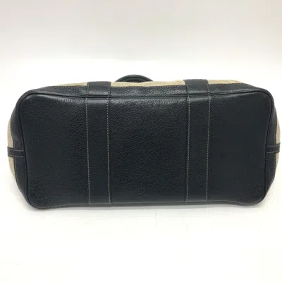 Pre-owned Hermes Garden Black Natural Toile H Buffle Skipper Leather Handbag Tote Bag ()