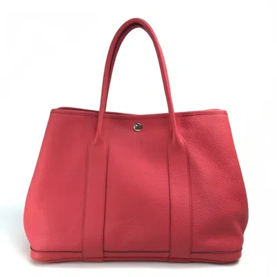 Pre-owned Hermes Garden Bougainvillier Red Color Negonda Leather Handbag Tote Bag ()