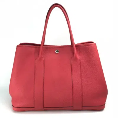 Pre-owned Hermes Garden Bougainvillier Red Color Negonda Leather Handbag Tote Bag ()
