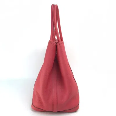 Pre-owned Hermes Garden Bougainvillier Red Color Negonda Leather Handbag Tote Bag ()