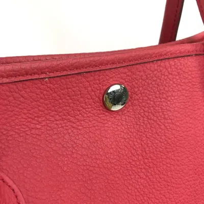 Pre-owned Hermes Garden Bougainvillier Red Color Negonda Leather Handbag Tote Bag ()