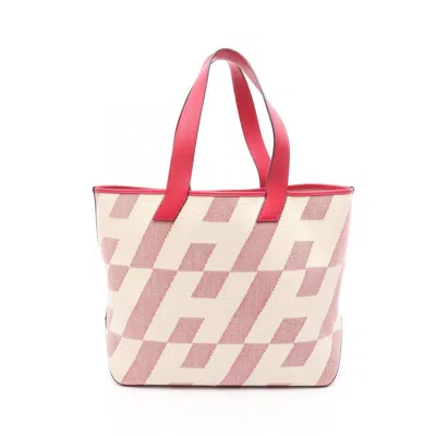 Pre-owned Hermes Ivory Pink Toile H Swift Leather Tote Bag ()