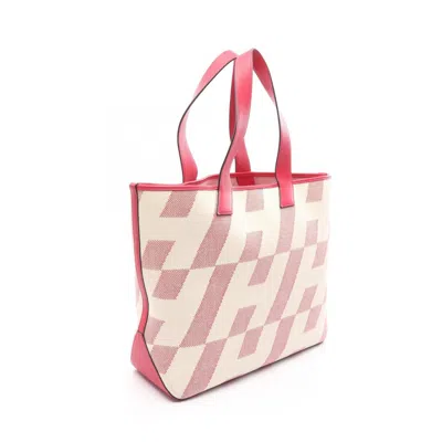 Pre-owned Hermes Ivory Pink Toile H Swift Leather Tote Bag ()