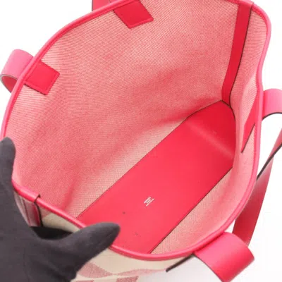 Pre-owned Hermes Ivory Pink Toile H Swift Leather Tote Bag ()