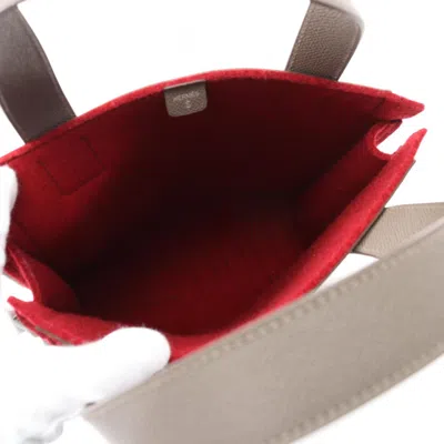 Pre-owned Hermes Petit H Brown Red Color Felt Epsom Leather Tote Bag () In Multi