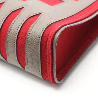 Pre-owned Hermes Petit H Brown Red Color Felt Epsom Leather Tote Bag () In Multi