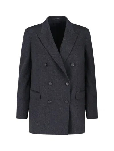 Tagliatore Tailored Minimalist Jacket With Classic Lapels In Blue