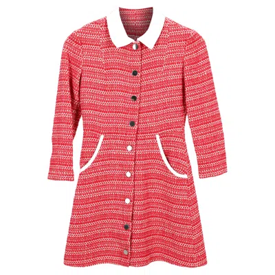 Maje Tweed Pattern Mini Dress In Red Cotton In Red