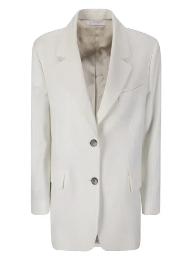 Alberto Biani Single-breasted Jacket With Classic Collar And Flap Pockets In White