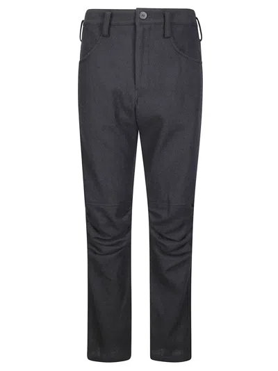Yohji Yamamoto Gathered Knee Pants With Tailored Fit And Structured Silhouette In Blue