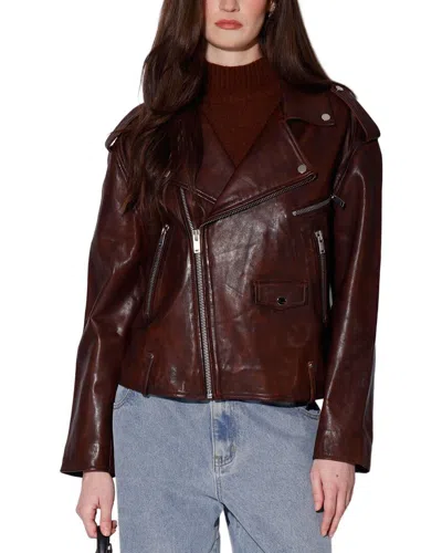 Walter Baker Jett Leather Jacket In Burgundy