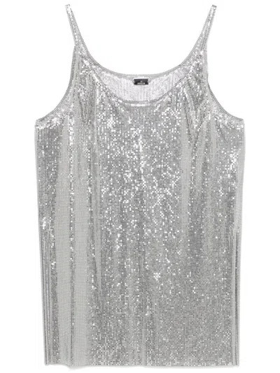 Rabanne Shimmering Silver Sequin Sleeveless Top In Silver