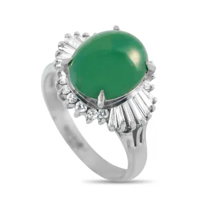 Lb Exclusive Platinum 0.41ct Diamond And Jade Ring Mf47-101725 In White
