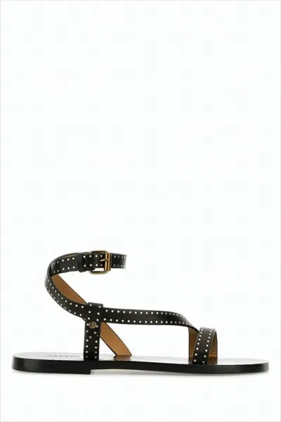 Isabel Marant Black Leather Sandals With Metallic Studs In Black