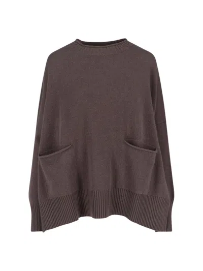 Ma'ry'ya Relaxed Fit Knit Sweater In Soft Beige In Brown