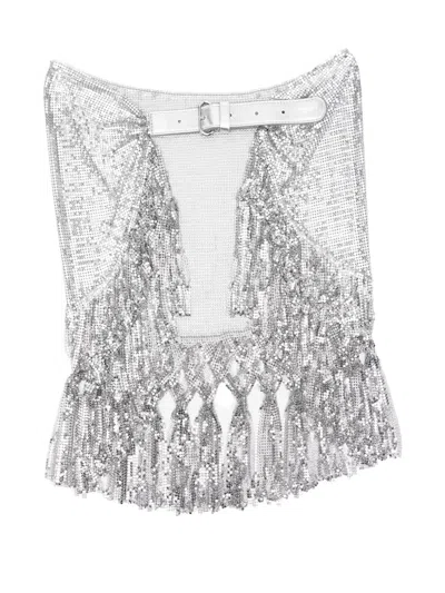 Rabanne Chain Belt With Fringed Sequin Detail In Metallic