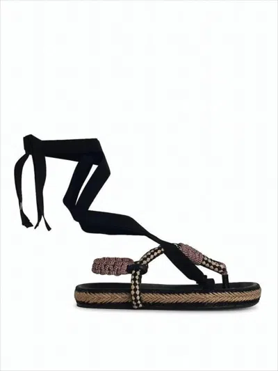 Isabel Marant Woven Black Sandals With Braided Strap In Black