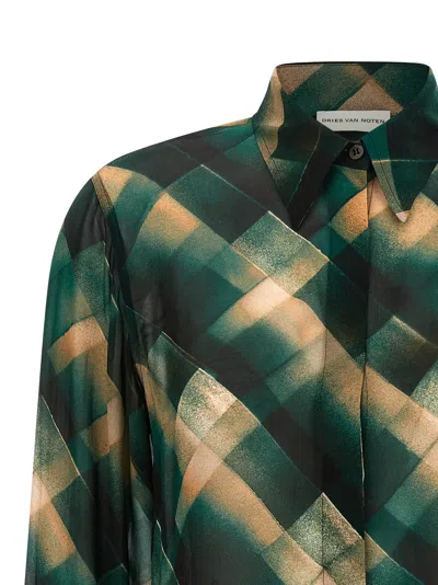 Dries Van Noten Sheer Fabric Pointed Collar Long Sleeves Shirt In Multi