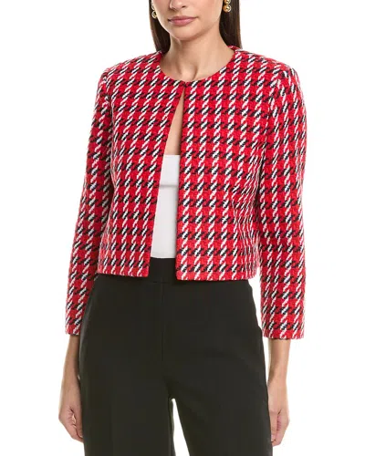 Oscar De La Renta Tweed Silk-lined Jacket In Red