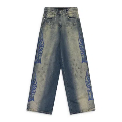 Who Decides War Indigo Winged Logo Bootcut Jeans In Blue