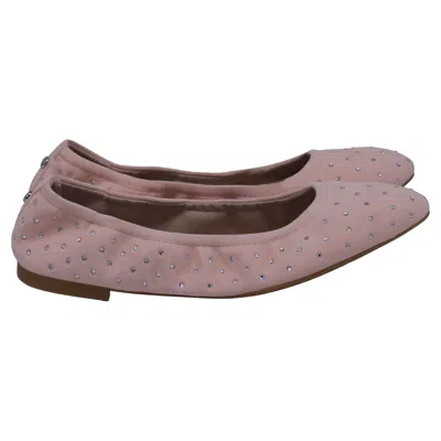 Stuart Weitzman Crystal-embellished Ballet Flats In Pink Suede In Pink