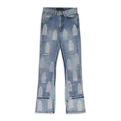 Who Decides War Blue Rhinestone Washed Bootcut Jeans In Blue