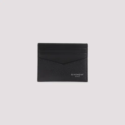 Givenchy Black Card Holder With V Detail And Logo Lettering On The Front In Leather Man In Black