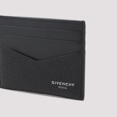 Givenchy Black Card Holder With V Detail And Logo Lettering On The Front In Leather Man In Black