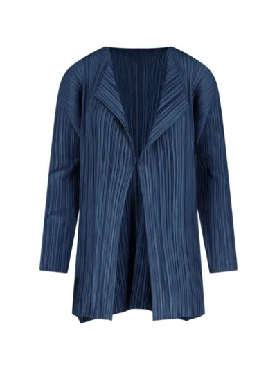 Pleats Please Pleated Design Jacket With Structured Silhouette In Blue