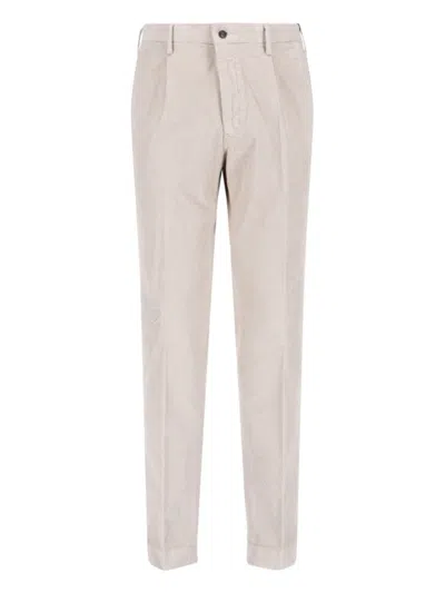 Incotex Straight-leg White Trousers With Structured Waistband In Multi