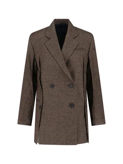 Eudon Choi Structured Tailored Brown Jacket With Classic Silhouette In Brown
