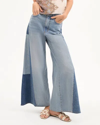Veronica Beard Vicki Patchwork Wide-leg Jeans In Wanderer Undone In Multi