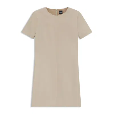 Hugo Boss Shift Dress In Soft Crepe In Neutral