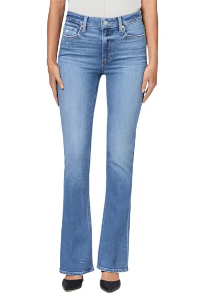 Paige Laurel Canyon High Rise Flare Jeans In Rock Show Distressed In Blue