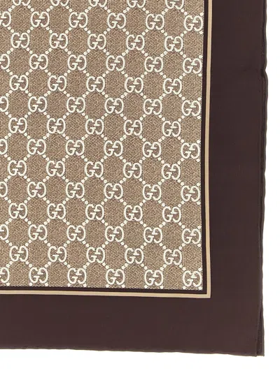 Gucci Brown Gg Lame Scarf In Multi