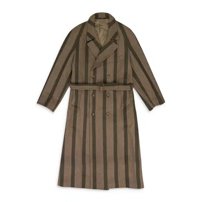 Aimé Leon Dore Double-breasted Striped Wool Coat In Brown