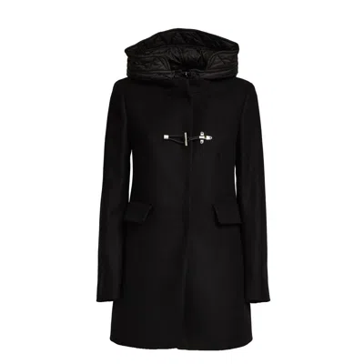 Fay Toggle Front Short Coat With Technical Padding In Black
